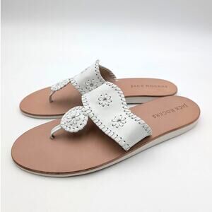 Jack Rogers Jacks Flat Sandals Open Round Toe Women's White Size US11M EU41